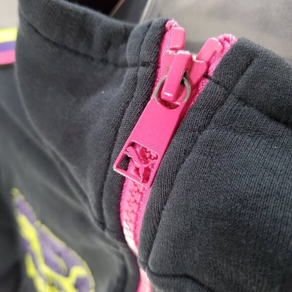 Puma Women Jacket Medium Black Yellow Pink Neon‎ Rudolf Dassler 40 Logo Full Zip - Picture 8 of 11